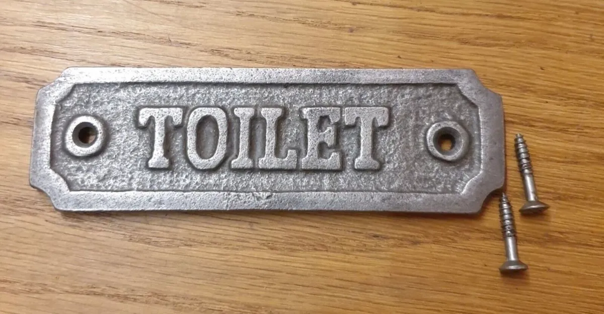 Cast Iron Toilet Door Sign Retro NEW - Image 2