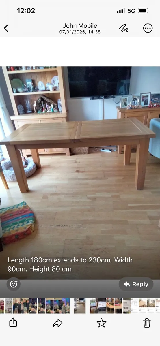 Solid Oak Extendable Table - Image 1