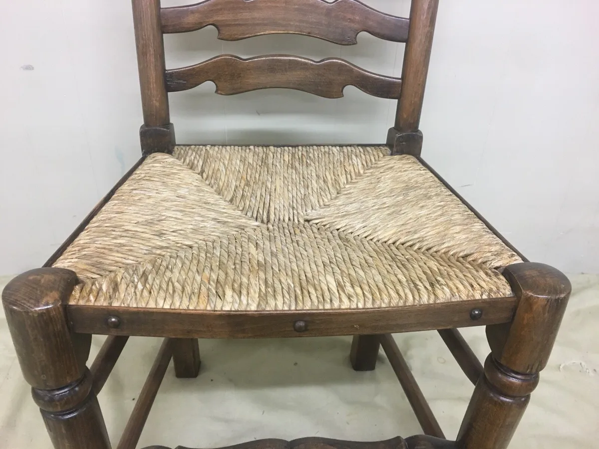 Set 4 Antique Elm Dining Chairs - Image 4
