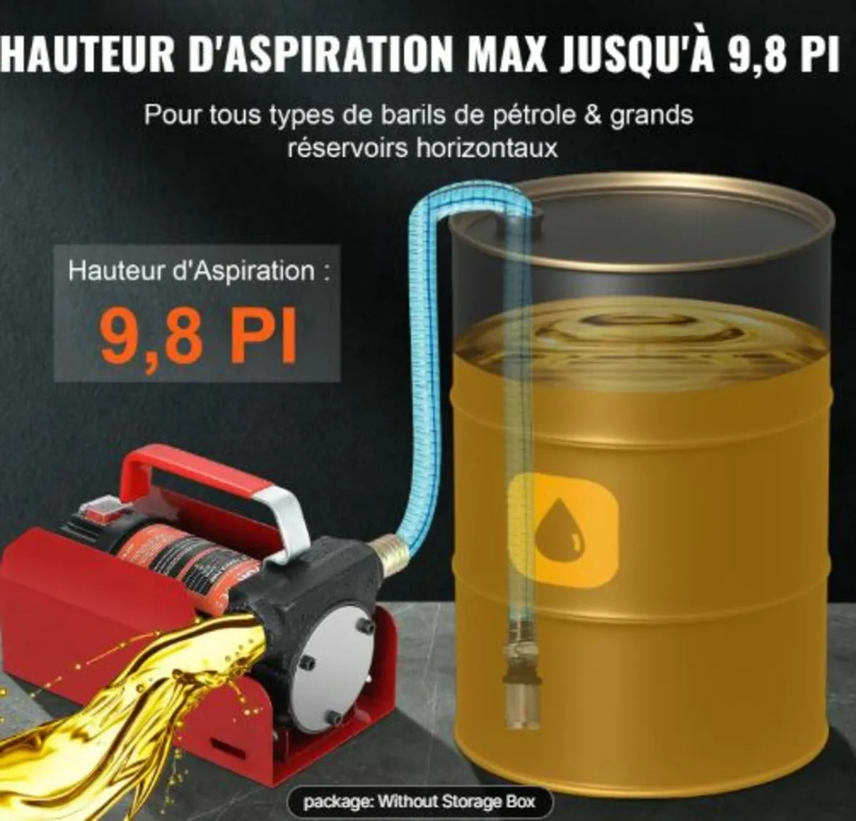 Fuel Transfer Pump, 12V DC 37.9 LPM 798.6 cm Lift, - Image 2