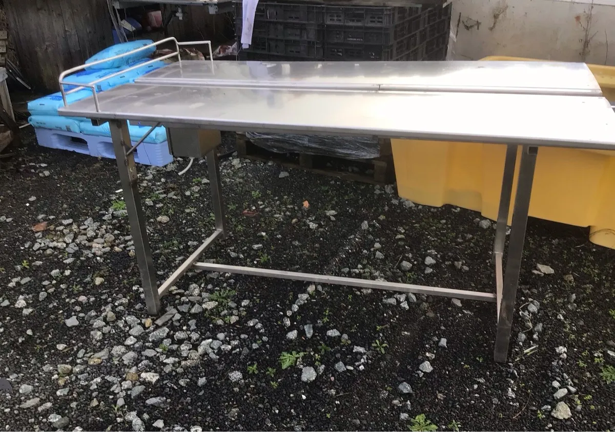 Stainless steel table and bins - Image 4