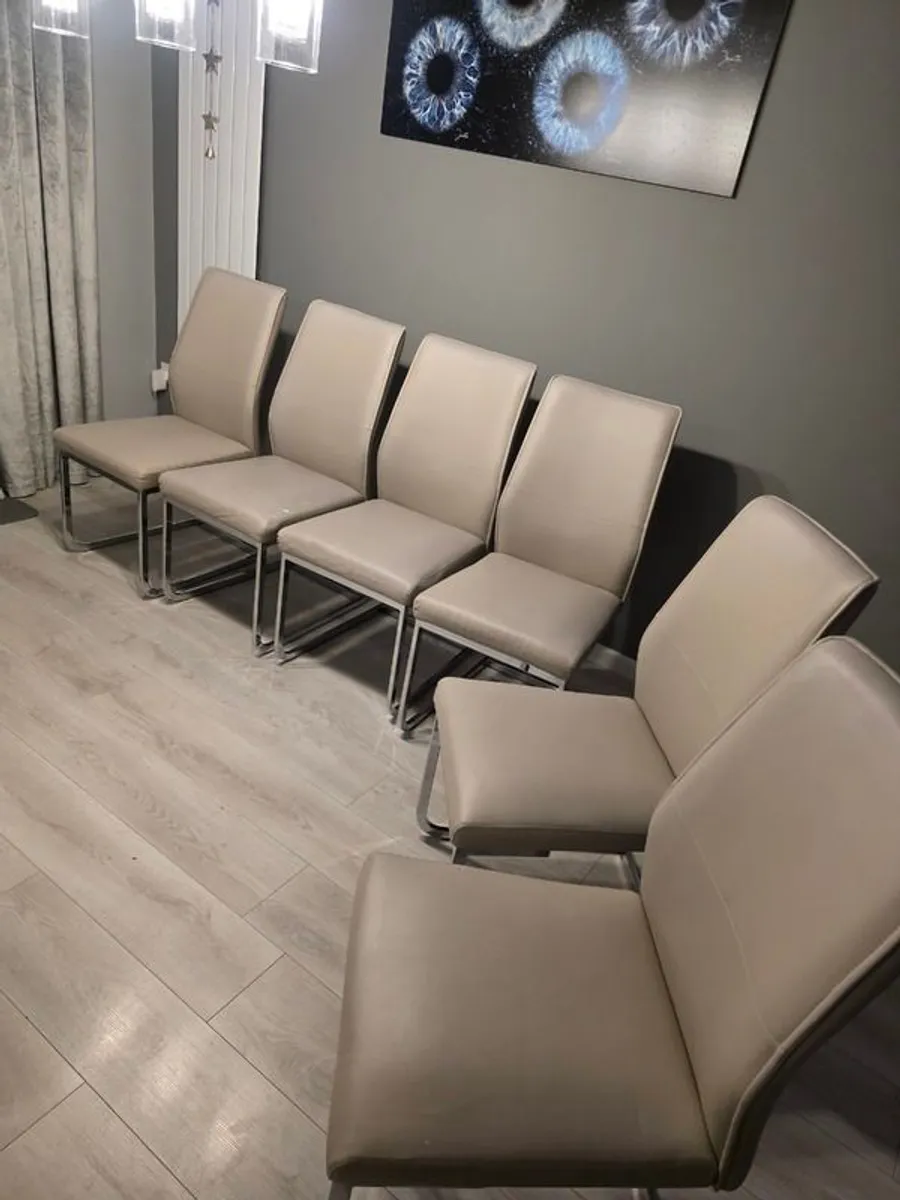 Stunning Modern White Marble effect Dining Set + 6 Cantilever - Image 3