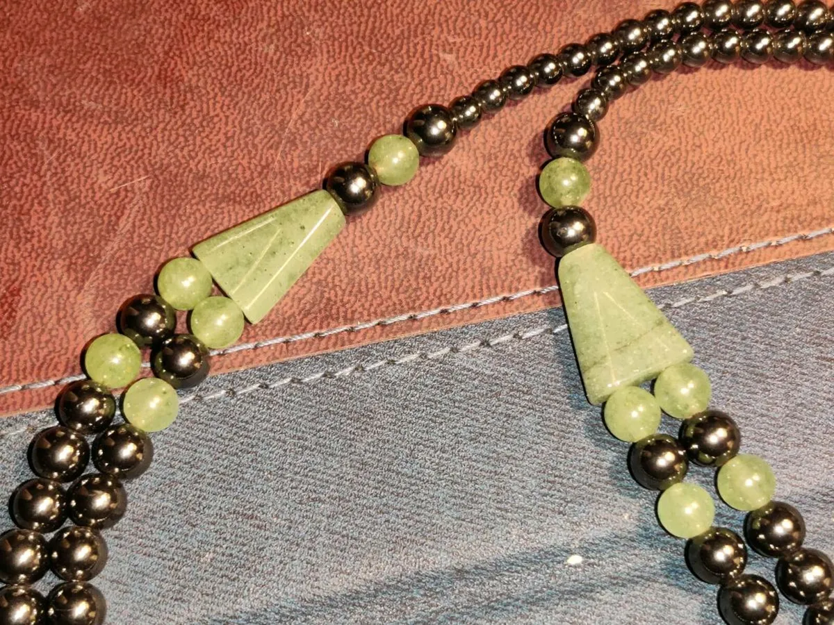CHUNKY GREEN JADE, 18"Long Unisex Heavy Neckkace - Image 2