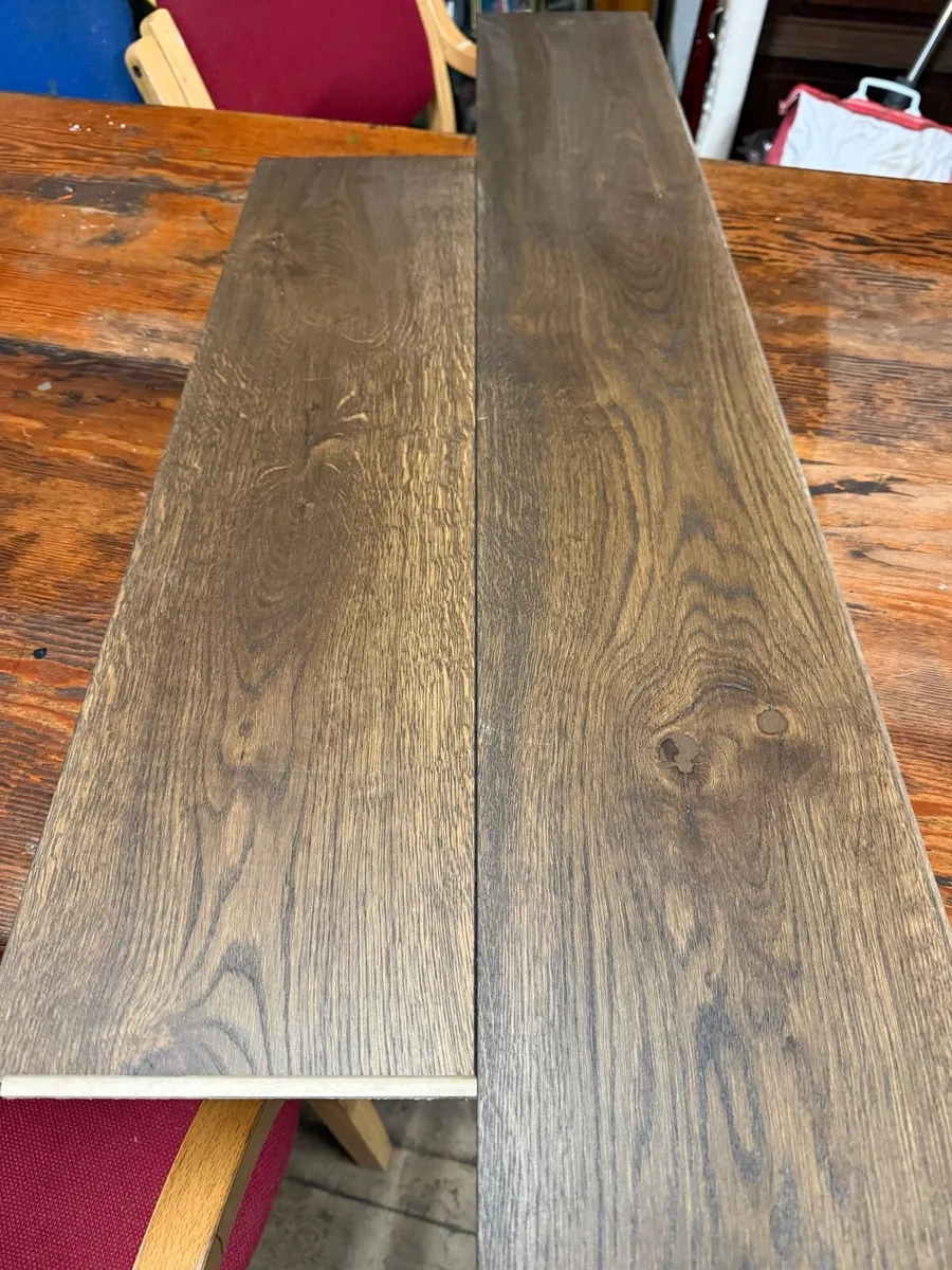 Bargain 7 inch dark oak engineered flooring. - Image 1