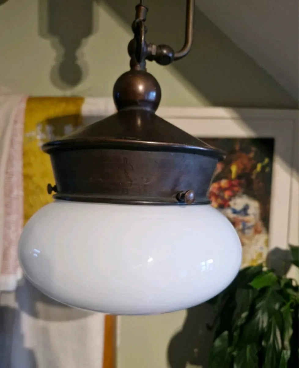 Bronze Italian Wall Lights & Opaline Globes - Image 1