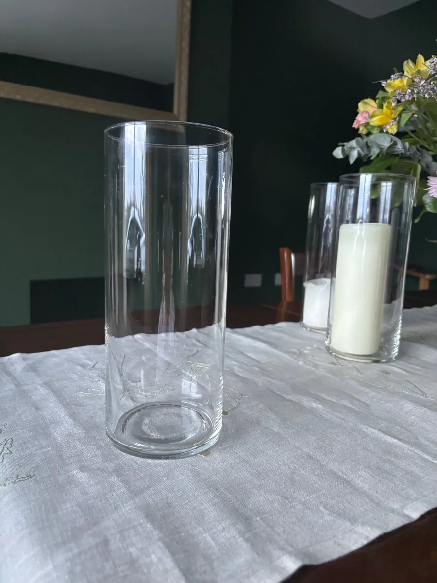 Hurricane vases and pillar candles - Image 1