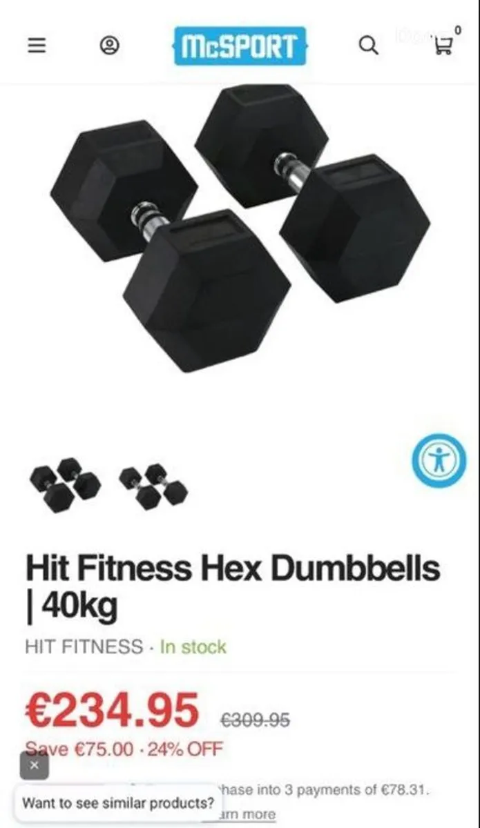 40kg Hex Dumbbell Set - Image 2