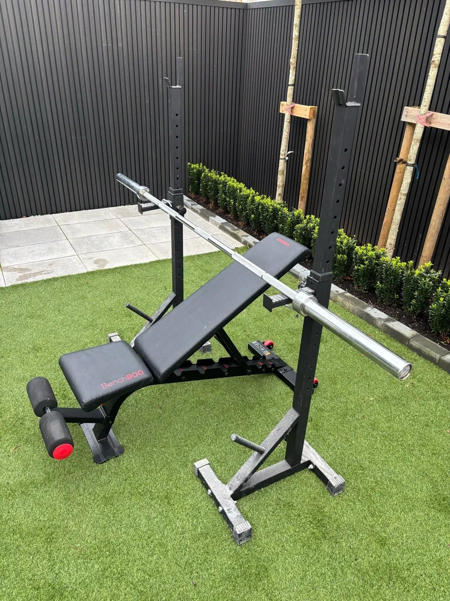 Gym Bench Olympic Bar and Squat Rack - Image 1