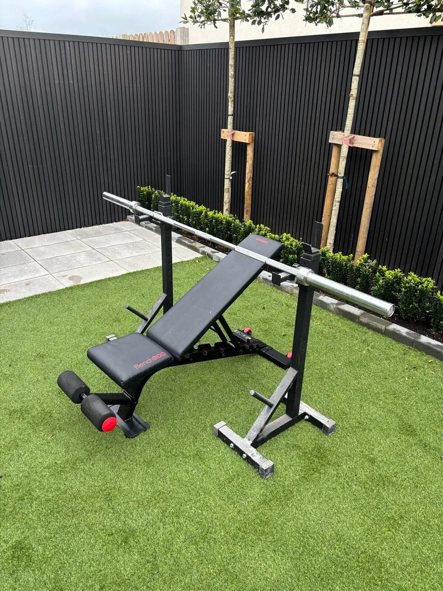 Gym Bench Olympic Bar and Squat Rack - Image 4