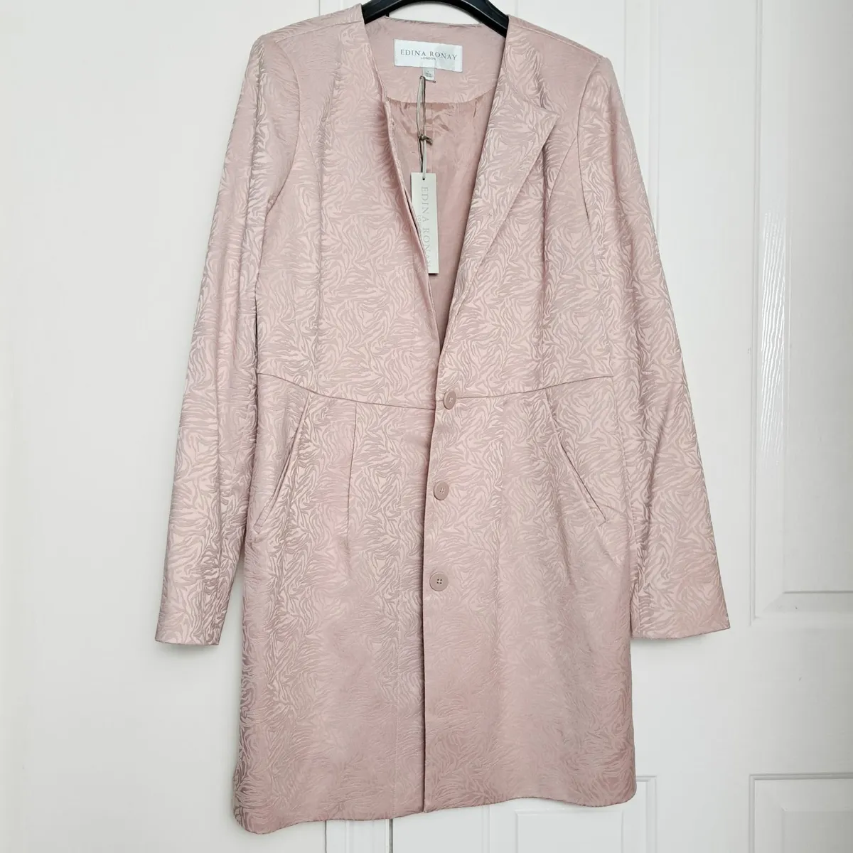 Edina Ronay Blush Pink Embossed Pattern Coat L/XL - Image 1