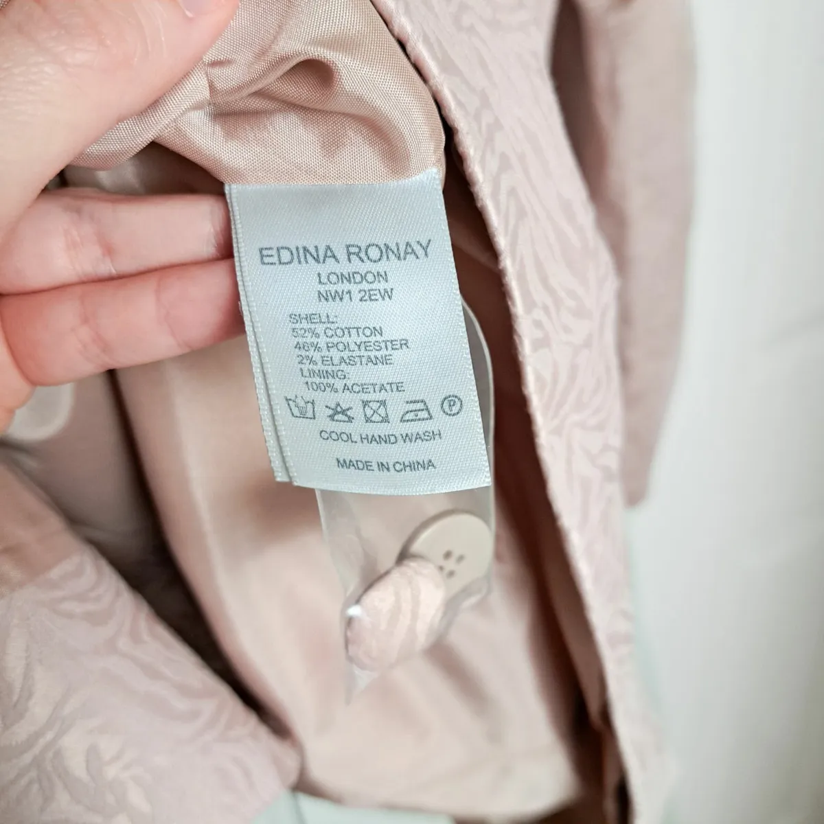 Edina Ronay Blush Pink Embossed Pattern Coat L/XL - Image 4