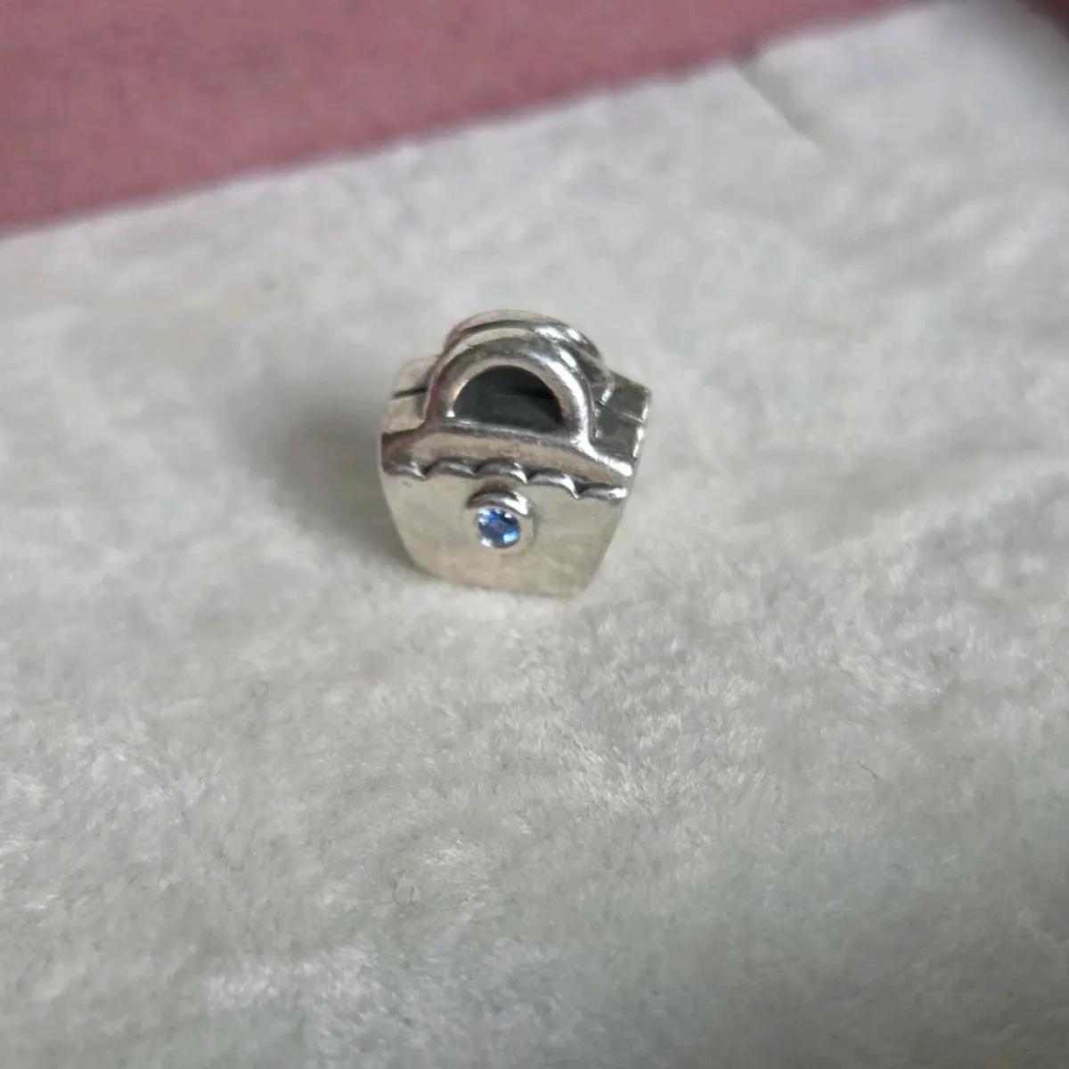 Genuine Pandora purse charm with small blue stone - Image 2