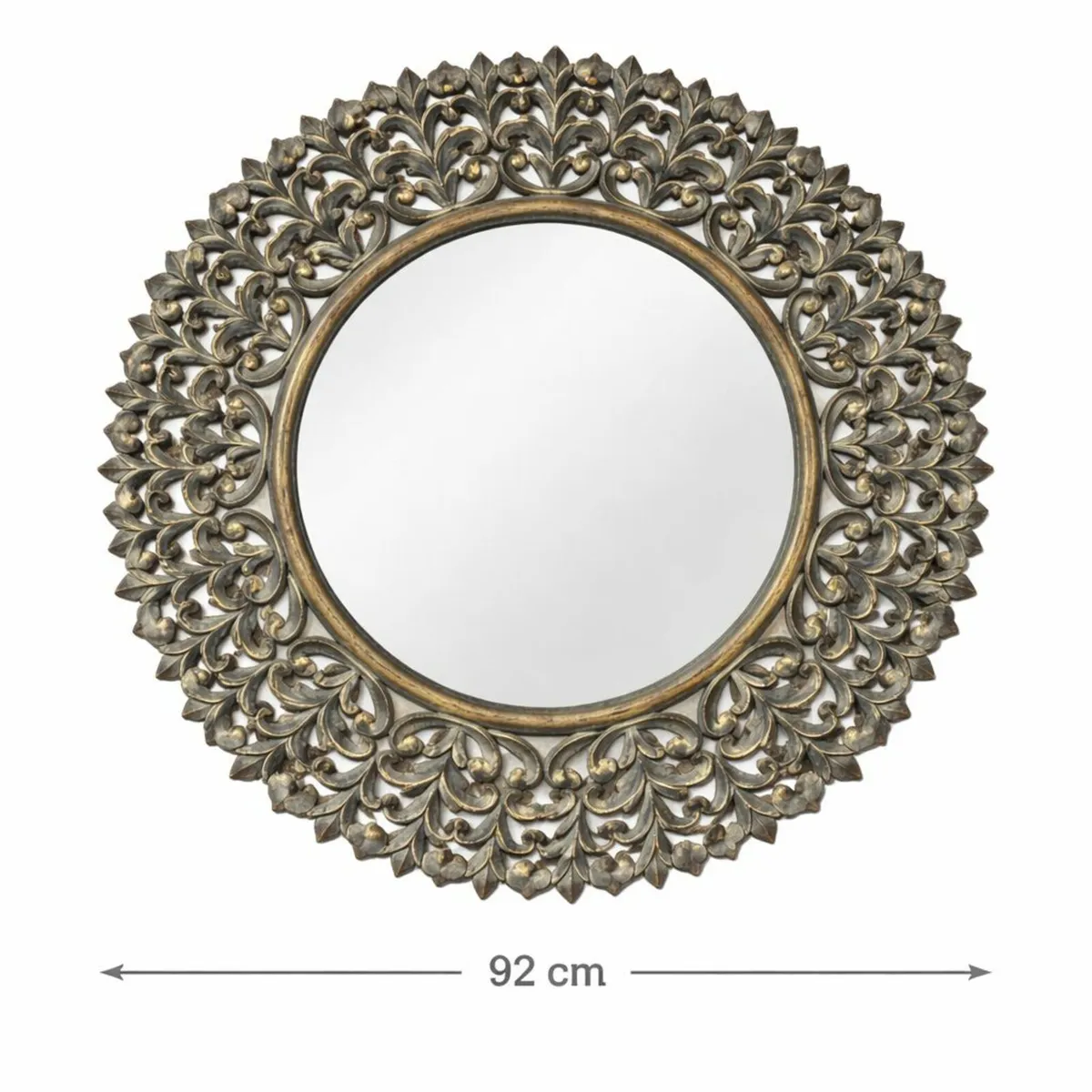 Large Ornate Round Mirror 92cm – Gold Leaf Accents - Image 1