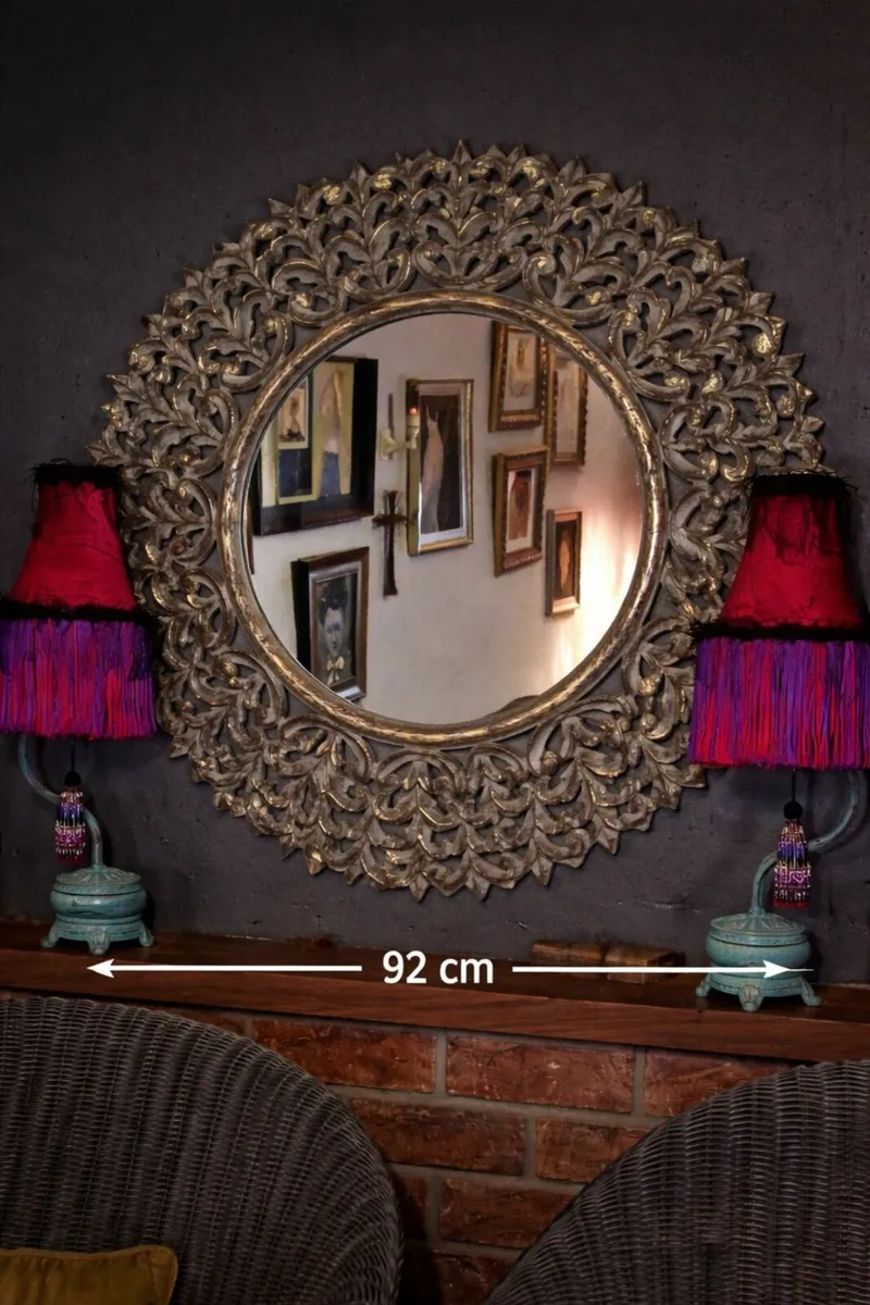 Large Ornate Round Mirror 92cm – Gold Leaf Accents - Image 4