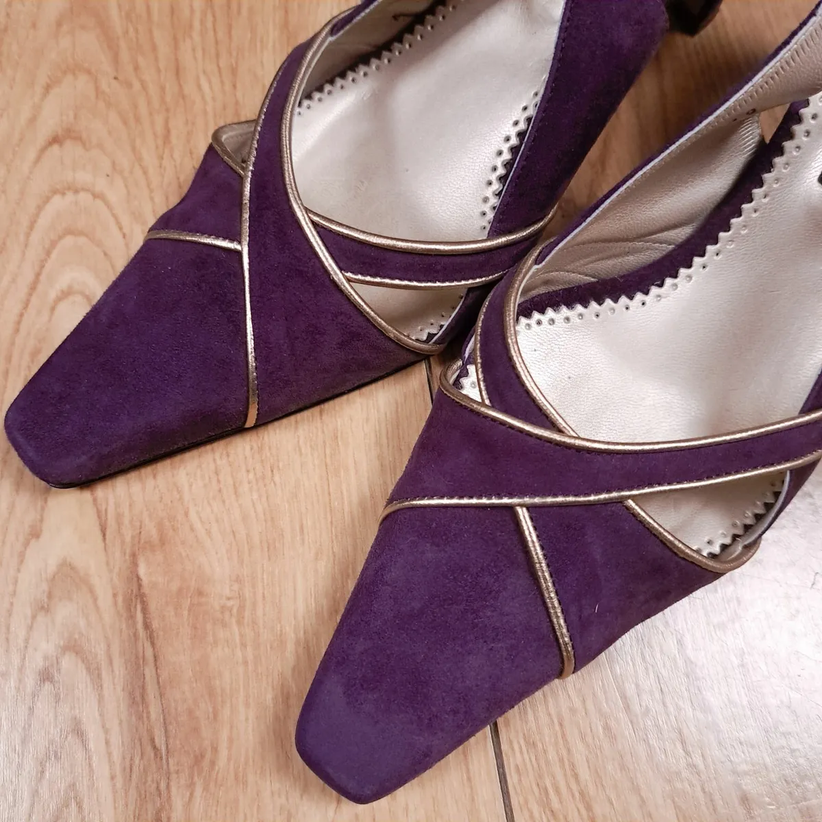 Jacques Vert Purple Suede Slingback Heels 6UK/39EU - Image 2