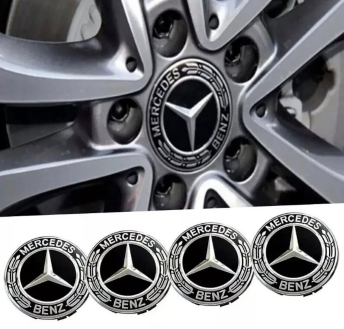 4 x Centre Caps for Mercedes 75mm NEW