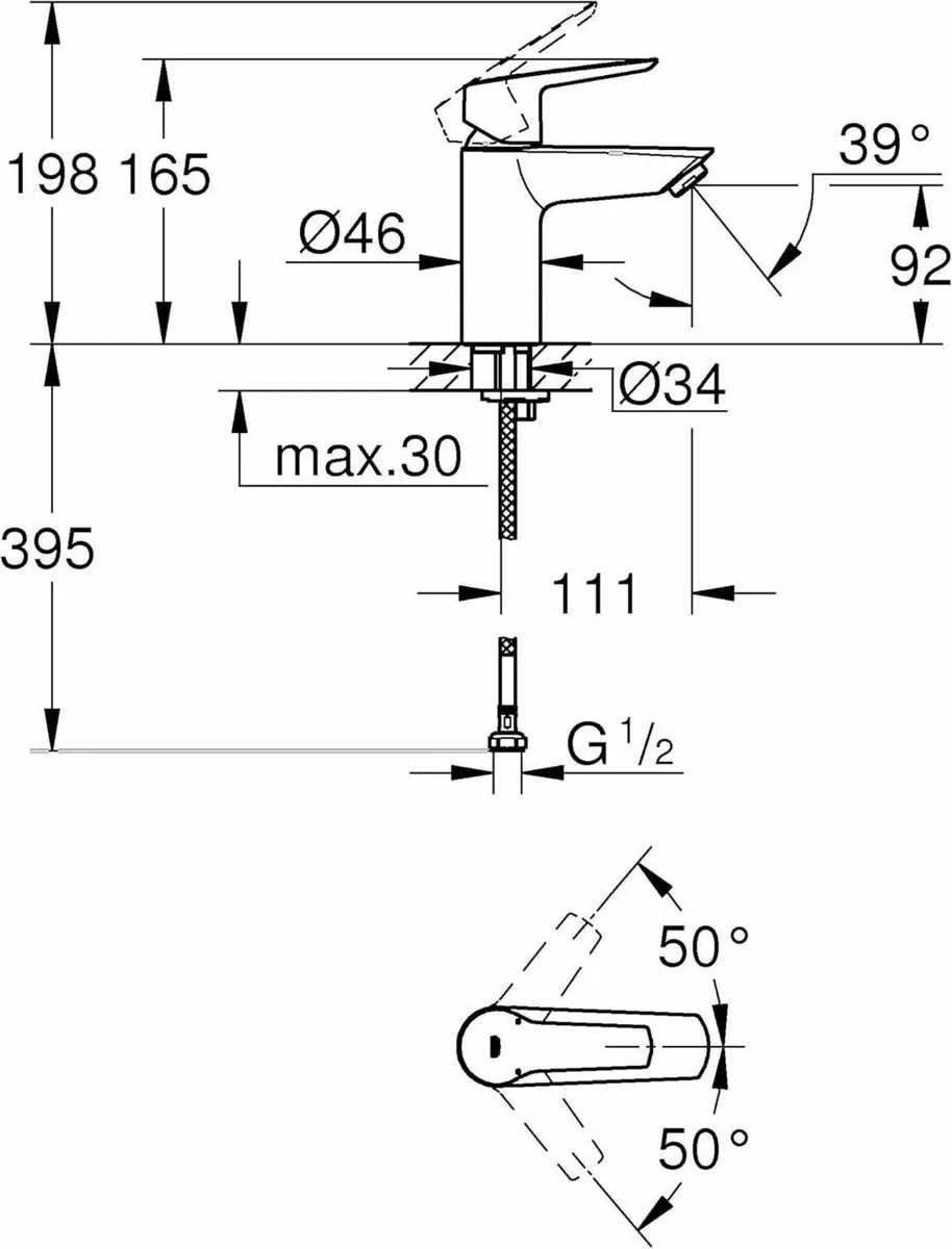 QUICKFIX Start - Wash Basin Mixer Tap (Metal - Image 3