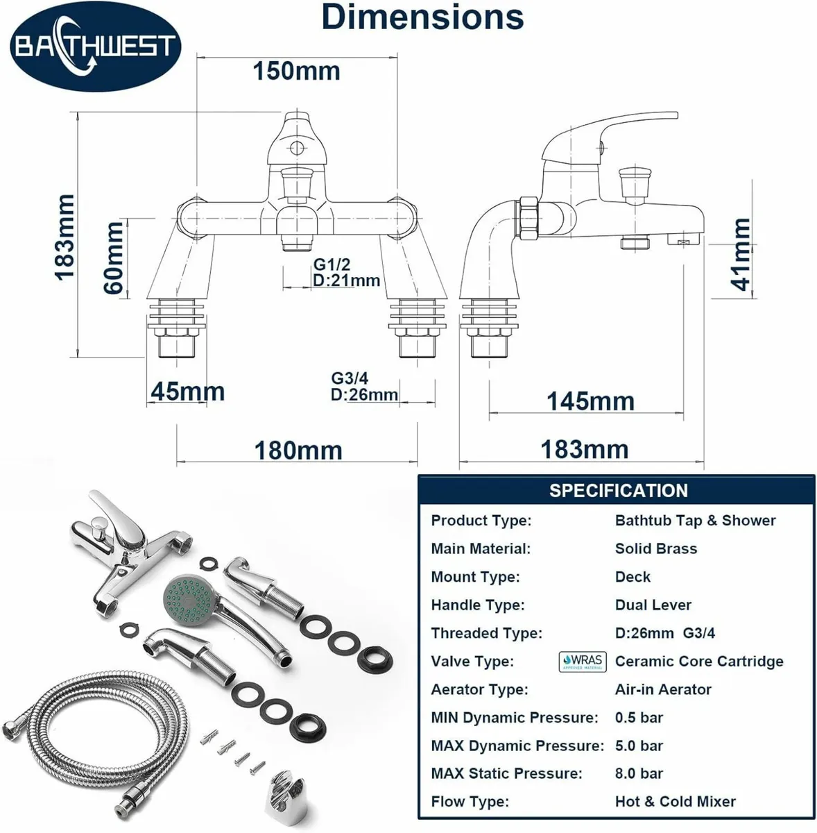 Bathroom Sink Taps with Shower Head Modern Bath - Image 3