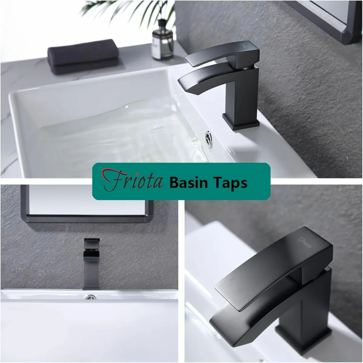 Matte Black Waterfall Bathroom Taps with Pop Up - Image 3