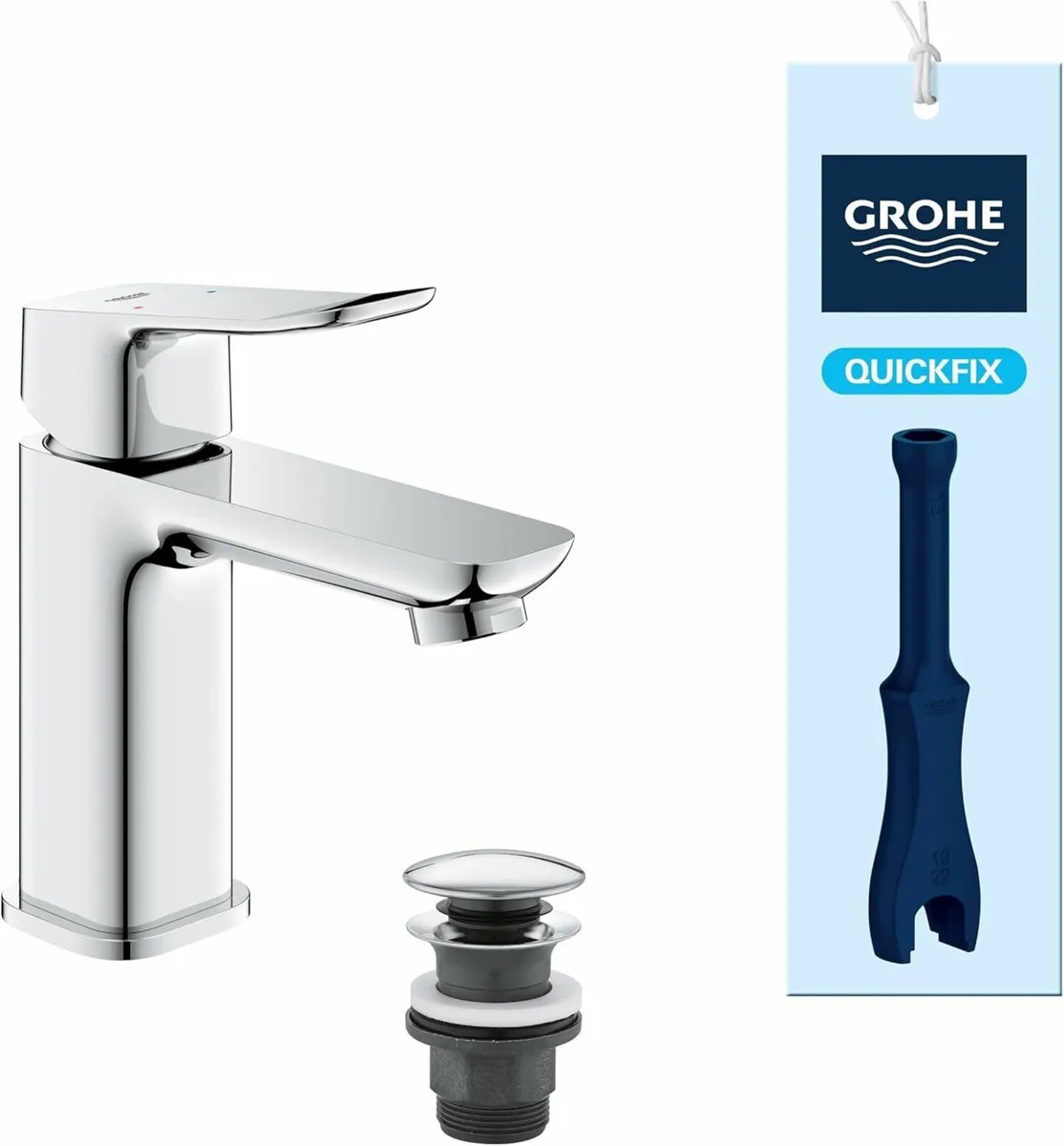 Dice Single Lever Basin Mixer Tap with Pop-Open - Image 1