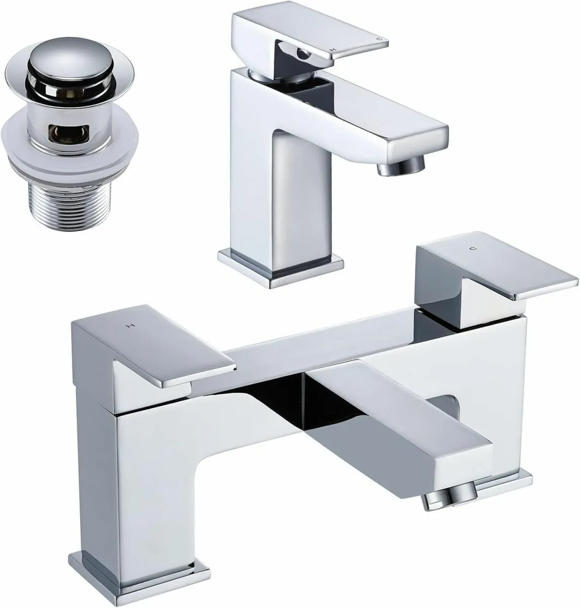 Bath Tap and Basin Taps with Waste Set Modern - Image 1