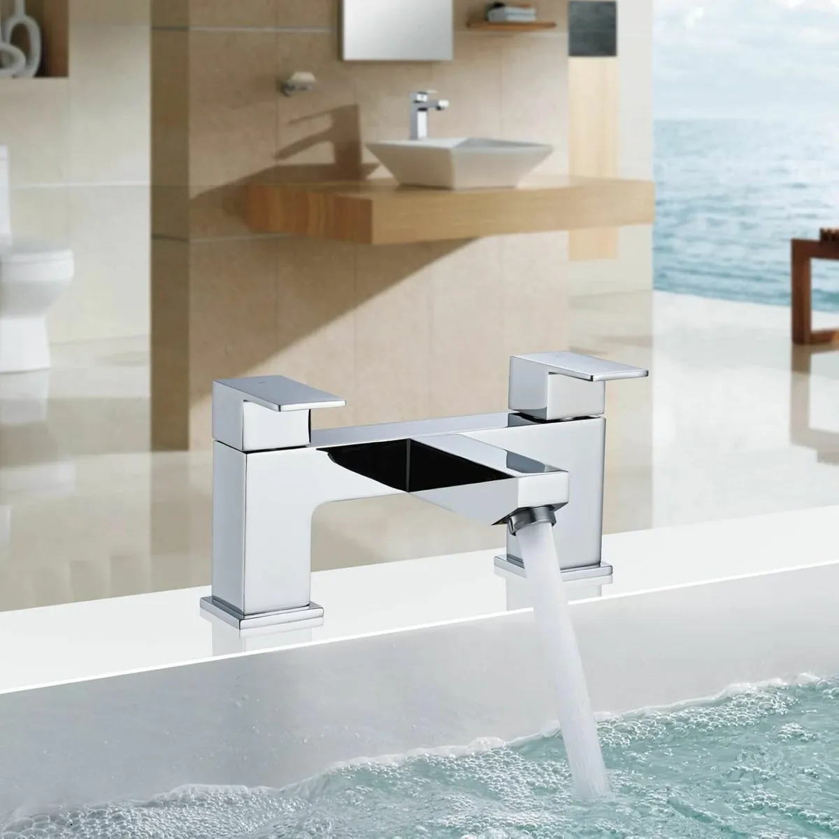 Bath Tap and Basin Taps with Waste Set Modern - Image 2