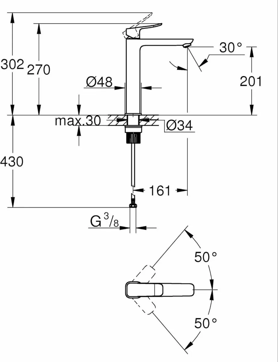 Dice Smooth Body Washbasin Mixer Tap for Free - Image 3