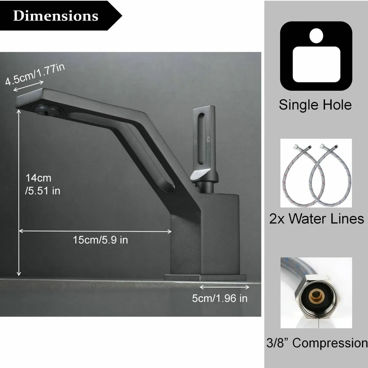 Chrome Bathroom Sink Taps - Modern Basin Mixer - Image 3