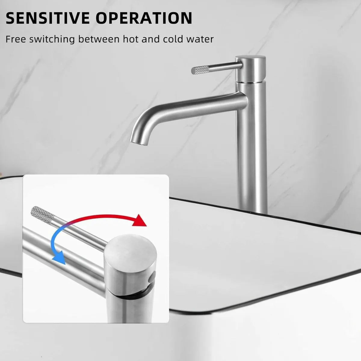 Tall Bathroom Basin Mixer Taps High Rise Faucet - Image 4