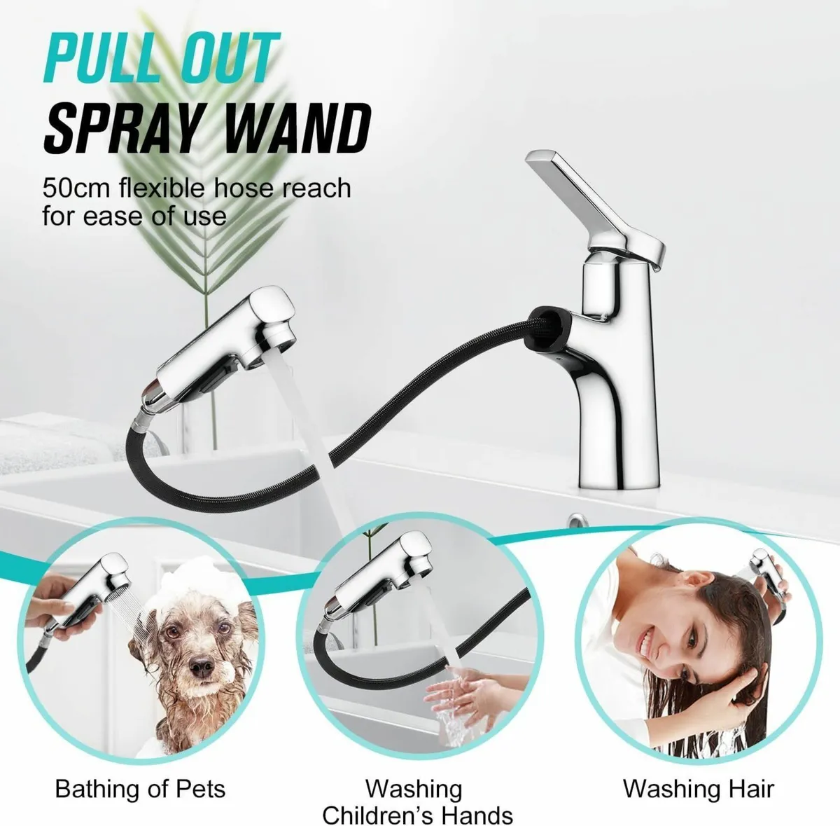 Pull Out Bathroom Mixer Basin Tap One Hole - Image 3