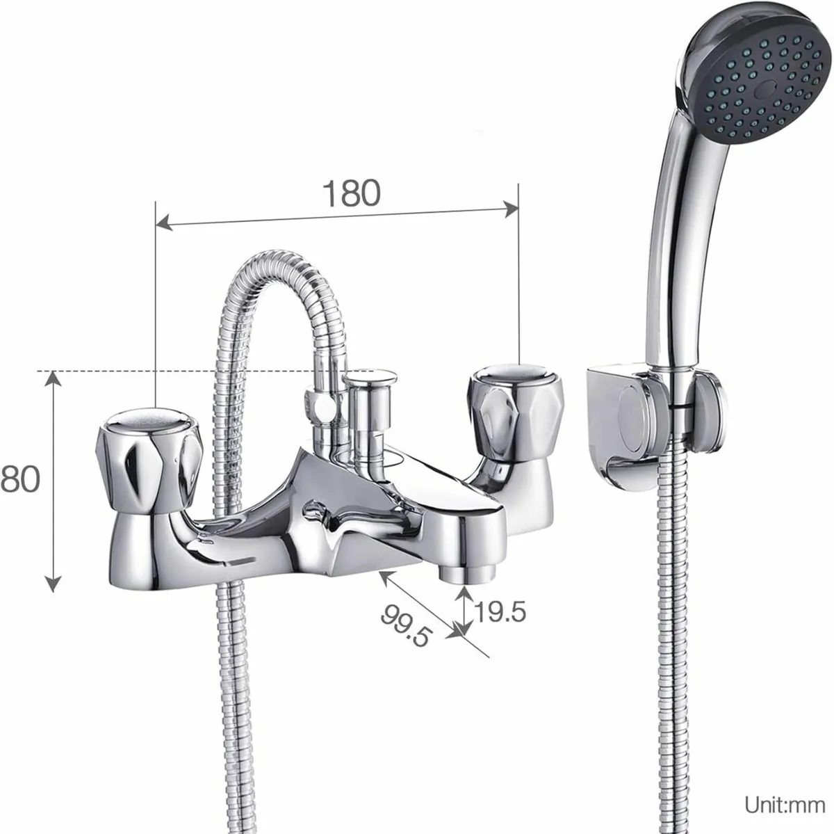 Bathroom Bath Taps with Shower Attachment Mixers - Image 2
