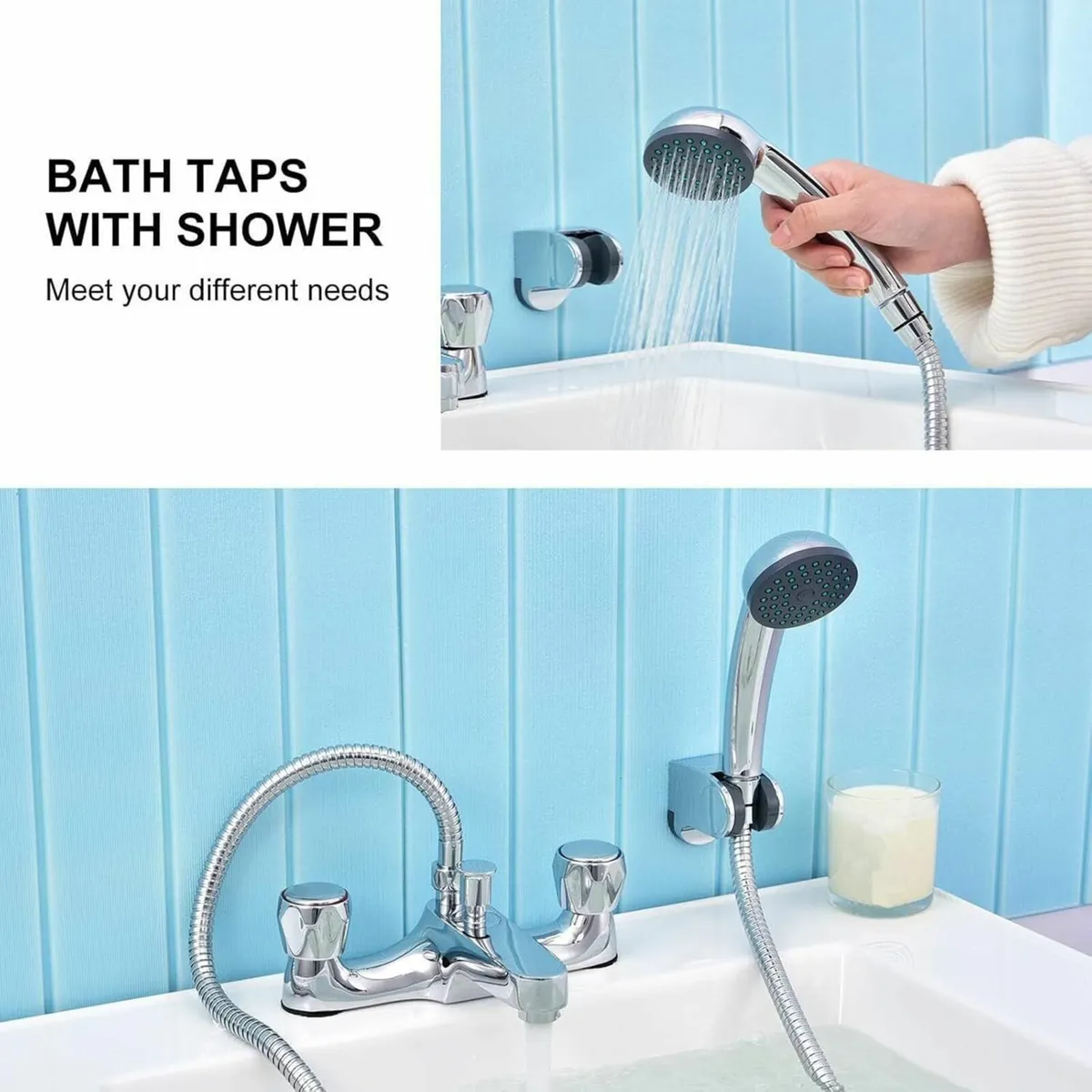 Bathroom Bath Taps with Shower Attachment Mixers - Image 3