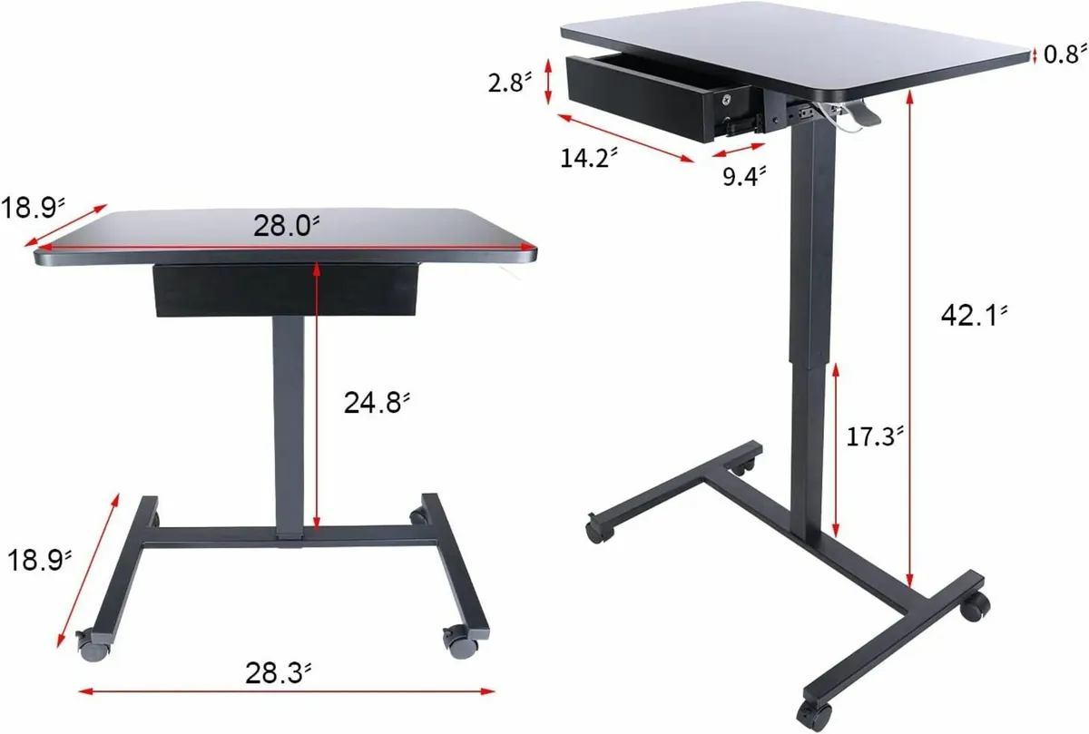 Mobile Laptop Standing Desk Height Adjustable - Image 3