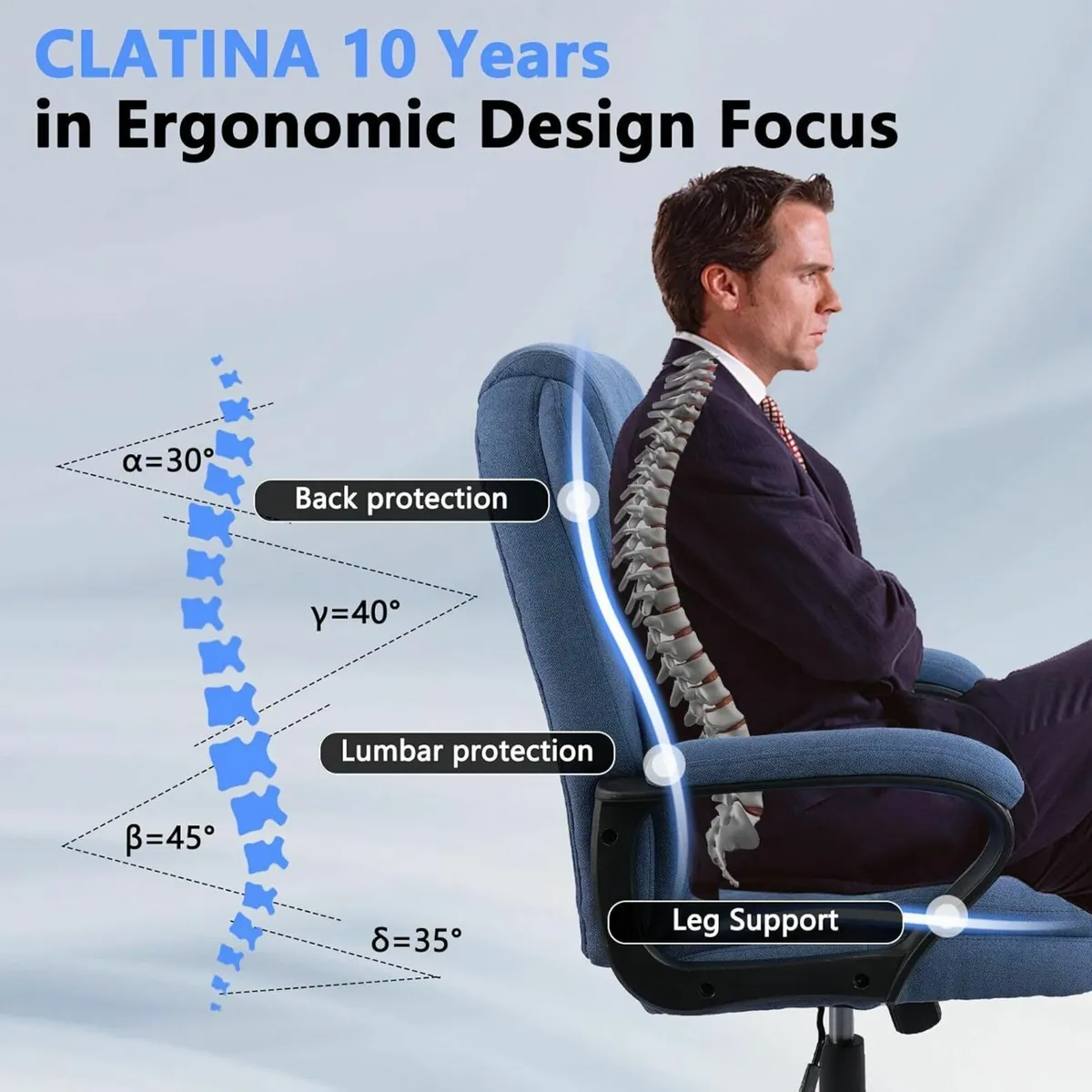 Cloth Fabric Office Desk Chair Adjustable Height - Image 3