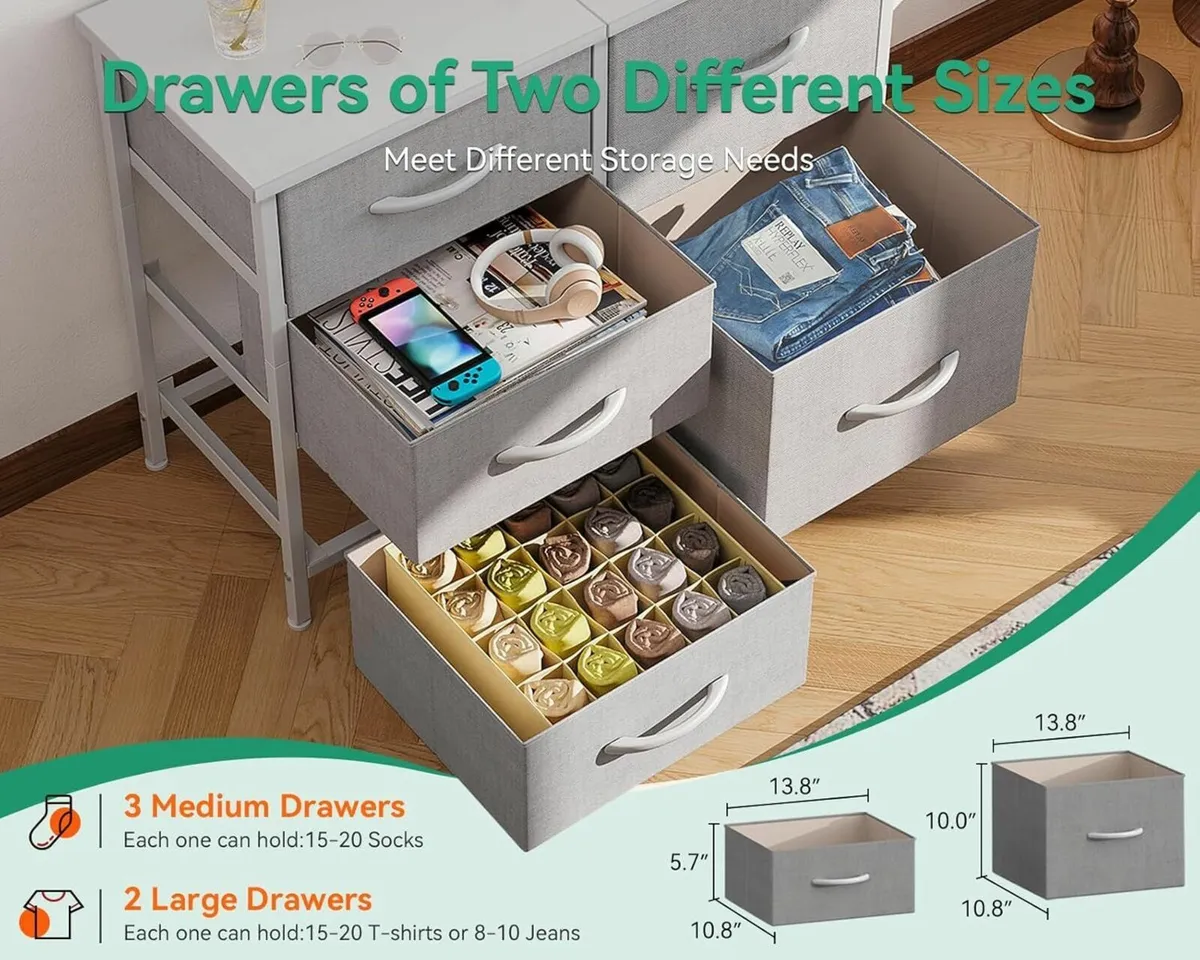 Small Chest of Drawers Bedroom with 5 Fabric 2 - Image 4