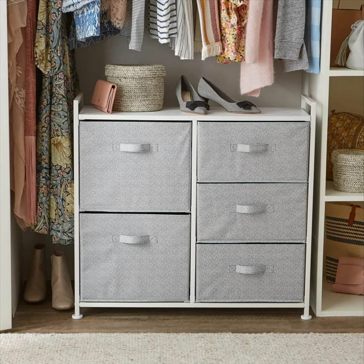 Fabric 5-Drawer Storage Organizer Unit for Closet - Image 2