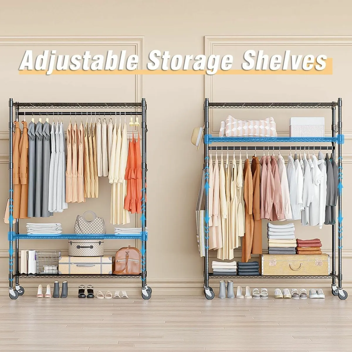 Double Rod Garment Rack/Clothes Rail with - Image 2