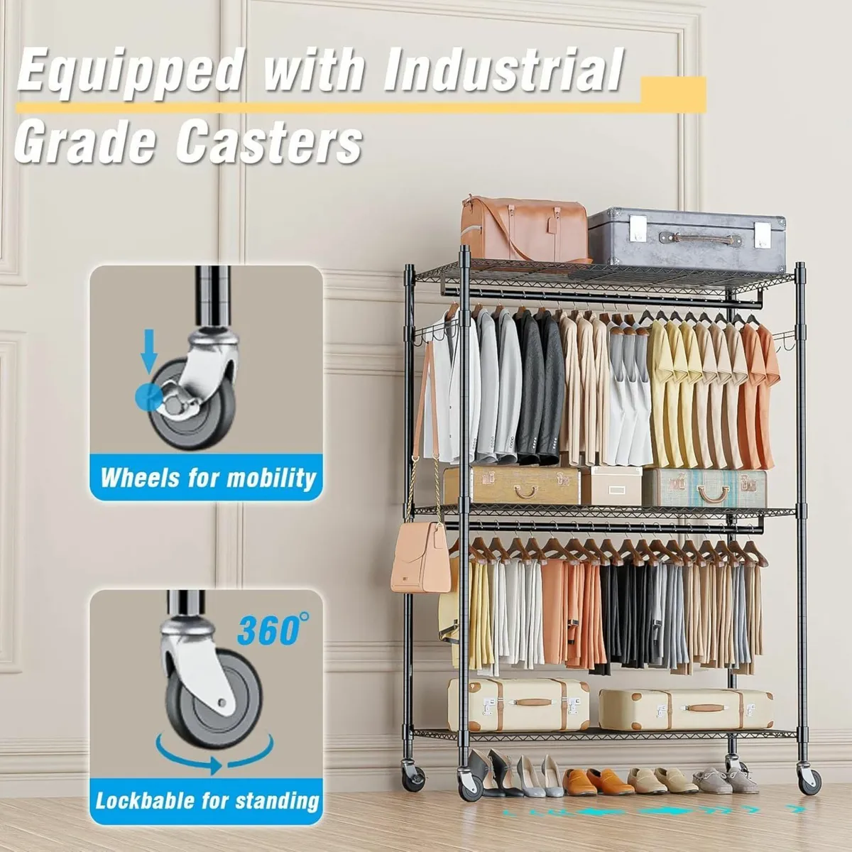 Double Rod Garment Rack/Clothes Rail with - Image 3