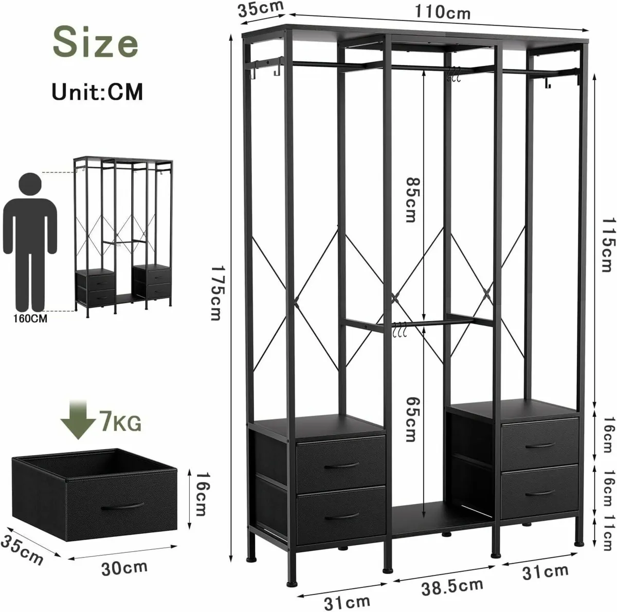 Clothes Rail Heavy Duty Rack - Stand Portable - Image 3