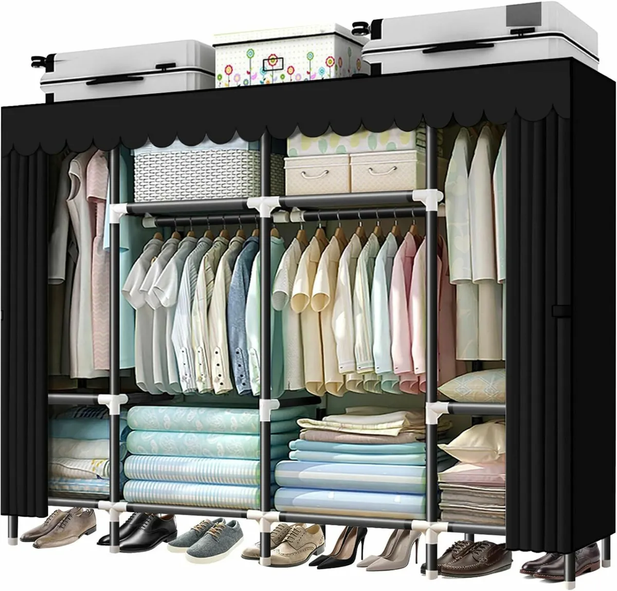 Portable Wardrobe Clothes Closet Storage Organizer - Image 1