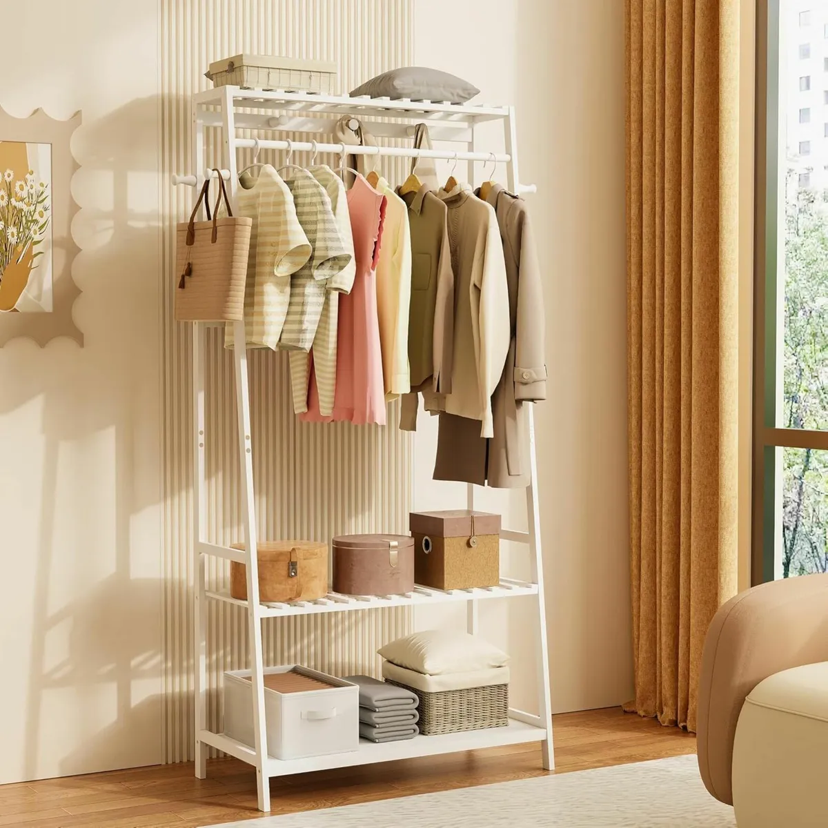 Bamboo Clothes Rail Rack: Free Standing Garment - Image 1