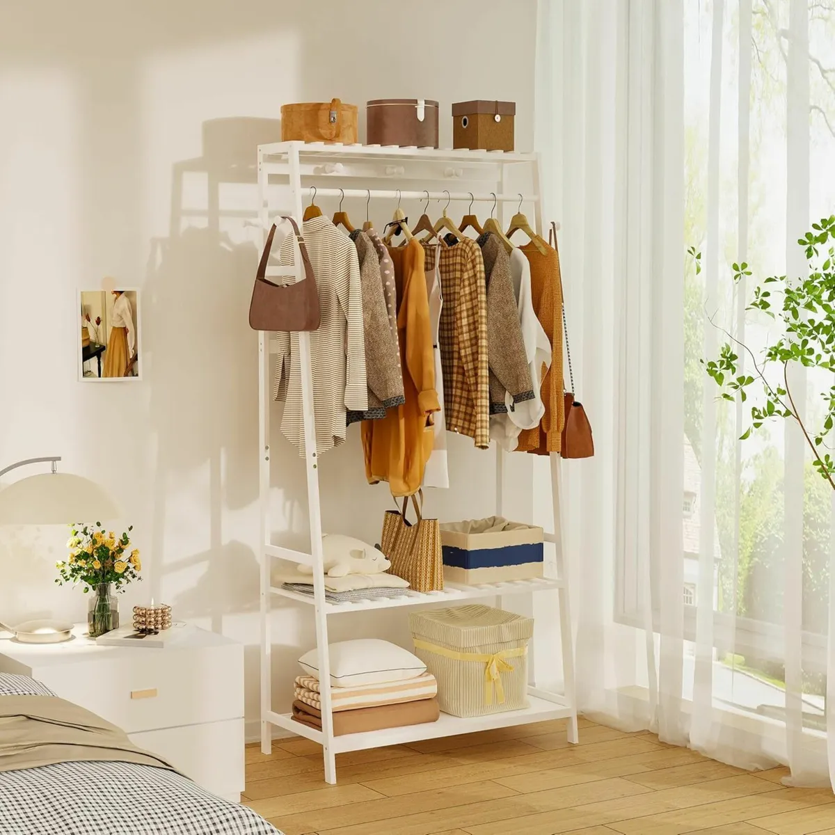 Bamboo Clothes Rail Rack: Free Standing Garment - Image 4