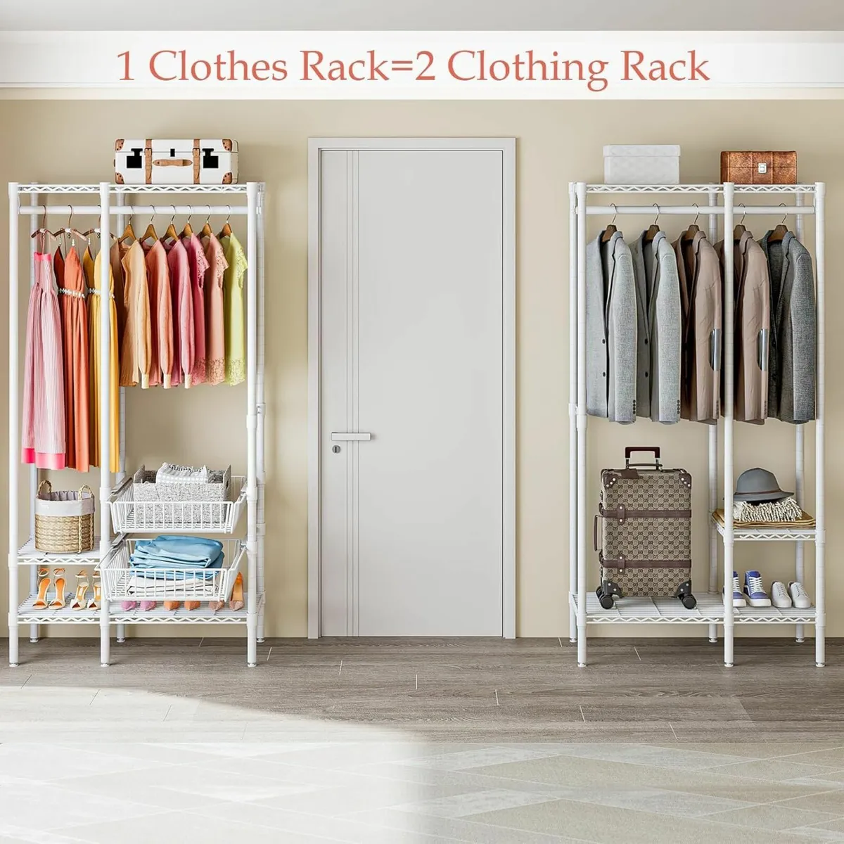 Extendable Clothes Rails Coat Stand with Pull-out - Image 2