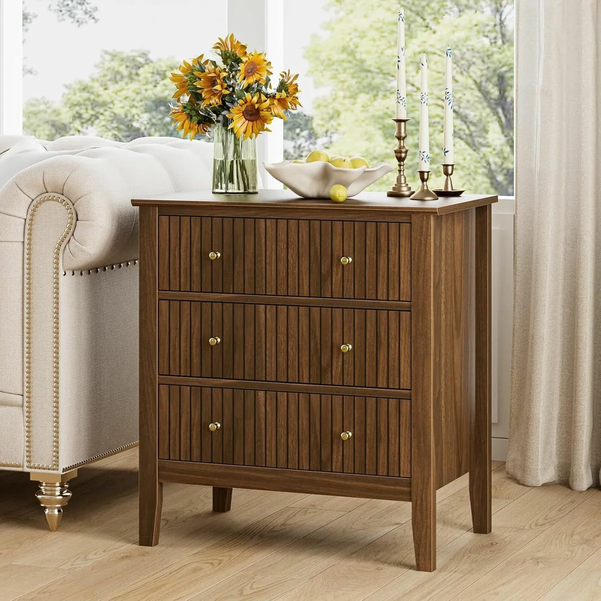 Large Bedside Table Bedroom 3 Drawer Chest of - Image 4