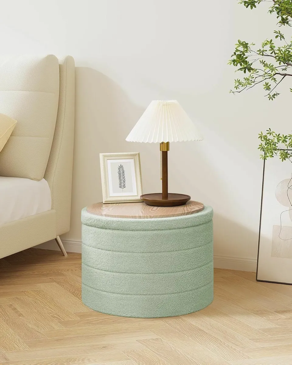 Extra Large Folding Round Ottoman with Storage - Image 2