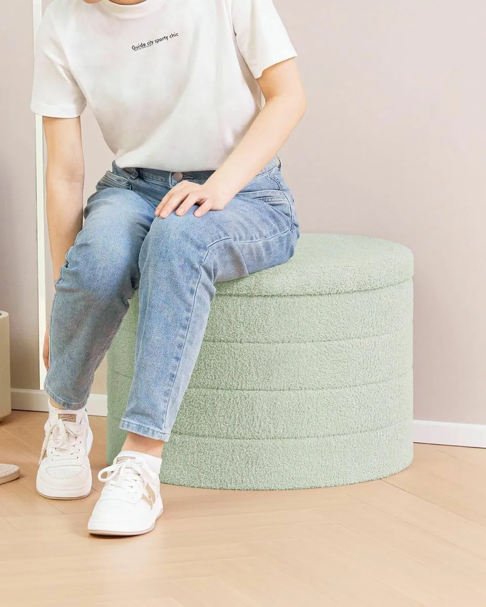 Extra Large Folding Round Ottoman with Storage - Image 3