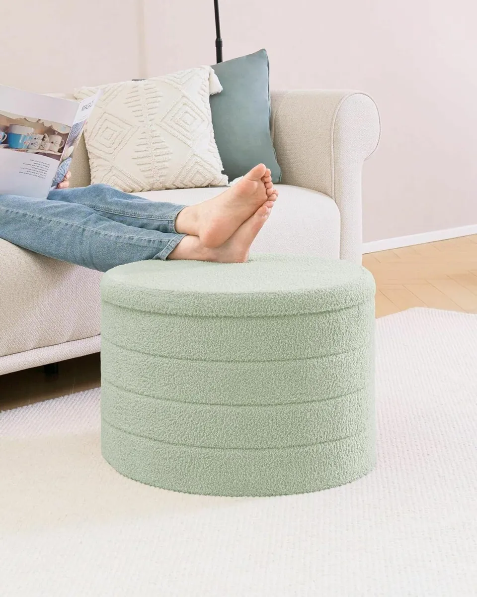 Extra Large Folding Round Ottoman with Storage - Image 4