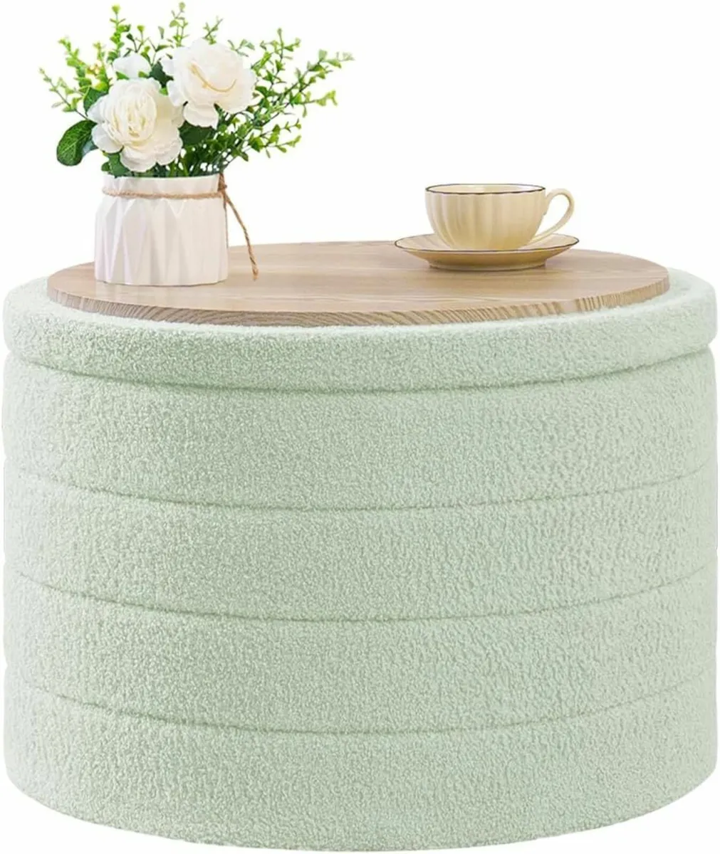 Extra Large Folding Round Ottoman with Storage - Image 1