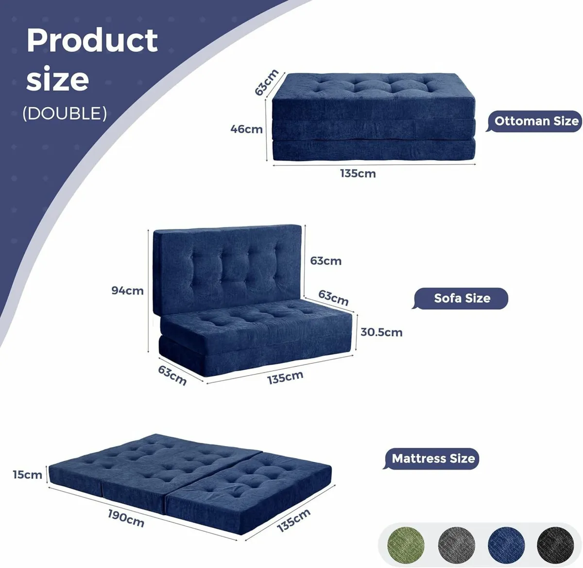 Folding Mattress Double 15cm Comfy Foldable with - Image 2