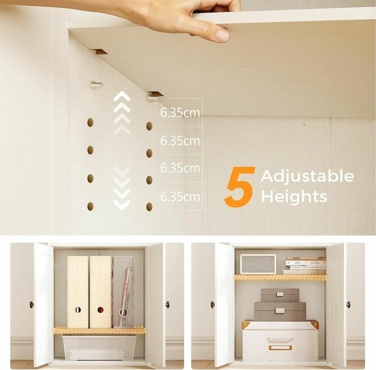 5-Tier Bookcase with Doors and Cabinet Bookshelf - Image 4